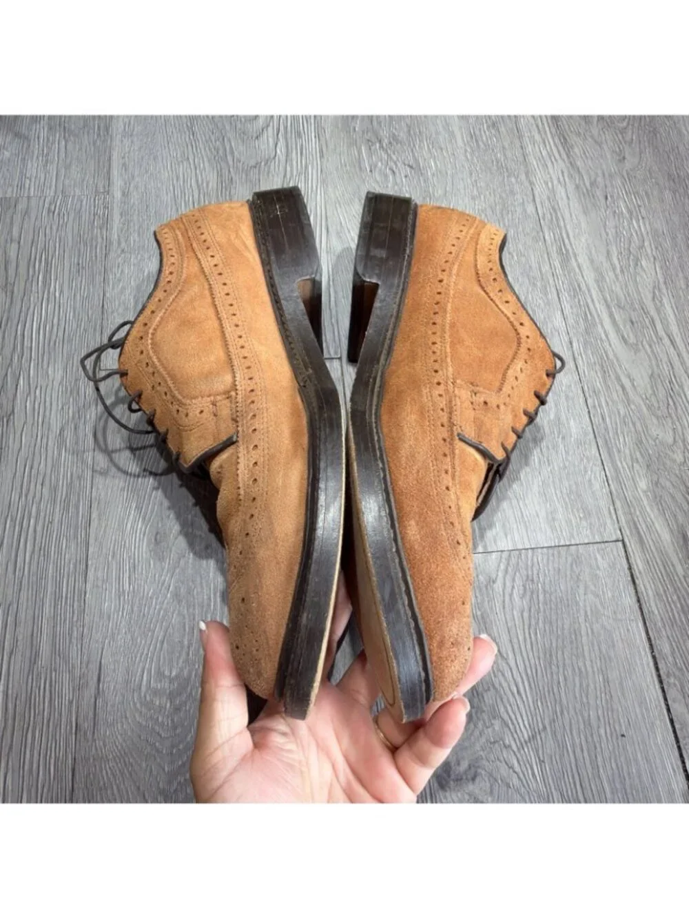 Allen Edmonds Schautel Brown Suede McNeil Wingtip Dress Shoes Men Sz 9.5 D USA